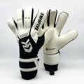 Pair of black and white goalkeeper gloves with wrist straps labeled Guantes de Arquero Buenos Aires '78 Gigagrip
