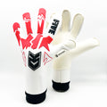 Guantes de Arquero Madrid '82 Contacgrip goalkeeper gloves in white with red and black details and textured grip palm.